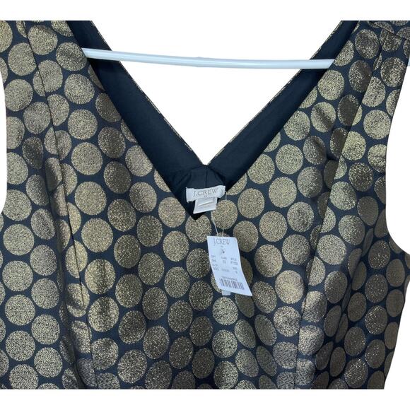 J. Crew New Gold Metallic Medallion V-neck Fit & Flare Dress Side Zipper Size 8 - Picture 6 of 6